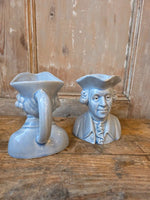 Load image into Gallery viewer, Vintage Ceramic Gentleman Bust Jugs Pair Blue
