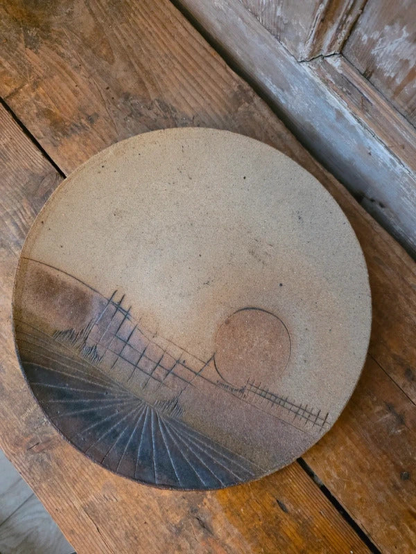 Vintage Studio Pottery by Paul Goddard | Large Hand Thrown Stoneware Wall Plate | 1989