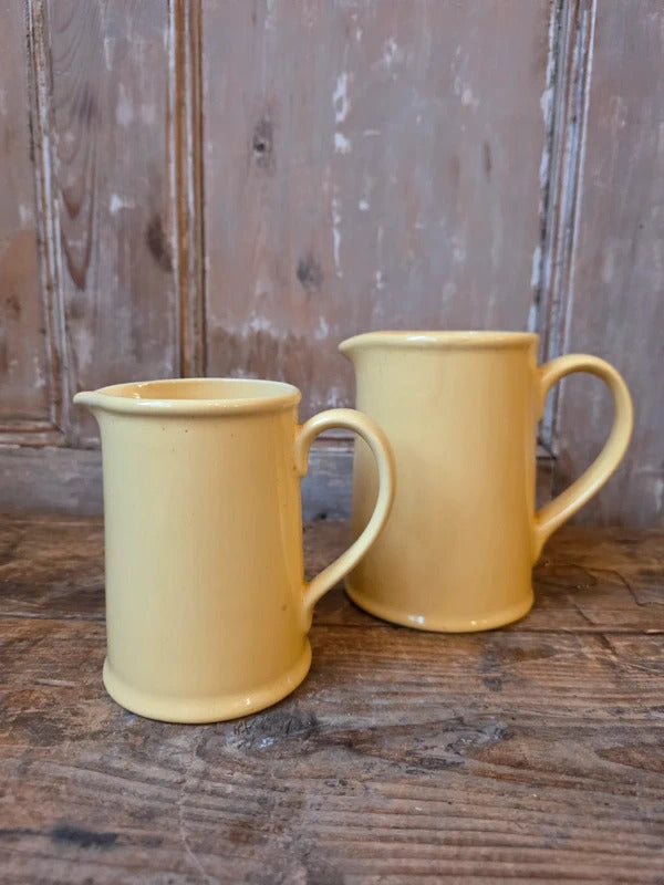 Vintage 1950s Ceramic Kitchen Jugs Lemon Yellow Pair