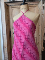 Load image into Gallery viewer, Vintage Y2K New Look Pink Snake Print Handkerchief Midi Dress | Halterneck | UK 12
