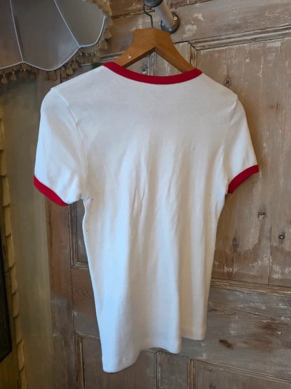 Vintage, John Galt Number 18 Ringer Tee Varsity Style Cotton T Shirt Size S