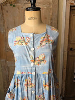 Load image into Gallery viewer, Vintage 1950s cotton novelty Dress Make Do And Mend Project UK12 Needs Repairs
