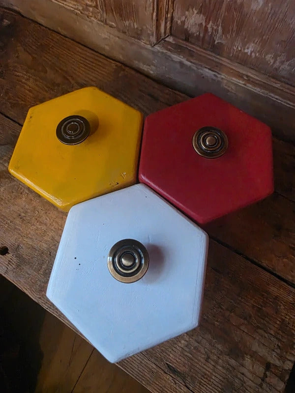 Vintage Mid Century 1950s 1960s Handmade Wooden Kitchen Canisters – Colourful Storage Jars Set