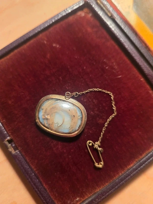 Georgian Mourning Brooch – Hair Under Glass – Dated 1803