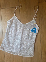 Load image into Gallery viewer, Vintage 1960s White Floral Lace Cami Deadstock Sheer Mesh Camisole Top Slip Lingerie Italian
