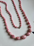 Vintage 1930s czech Mottled Pink Glass Graduated Bead Necklace – Long Strand