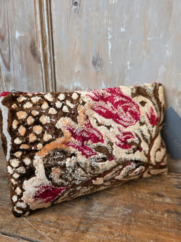 Handmade Moroccan Upcycled Fabric Makeup Bag – Velvet Pouch