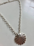 Vintage Pilgrim Silver Tone Shell Pendant Necklace