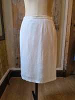 Load image into Gallery viewer, Vintage Y2K Max Mara Linen Pencil Skirt | Cream Tailored Midi | Designer Italian | W30" pietra
