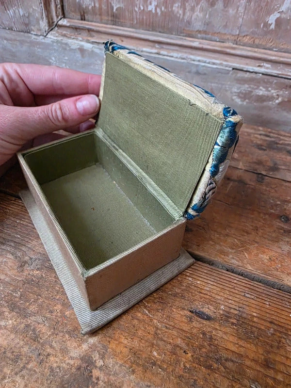 Victorian Silk Needlepoint Sewing Box / Trinket Box