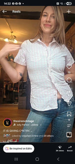 Load image into Gallery viewer, Vintage Y2K Cotton Traders Pink fitted Check Seersucker Popper Shirt UK 12
