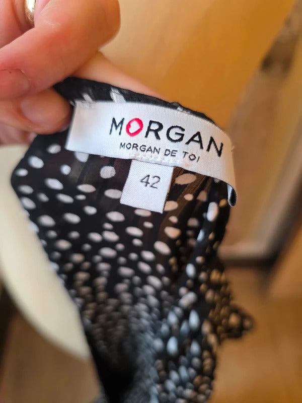 Vintage y2k polka dot tiered dress - Morgan et toi - black UK14