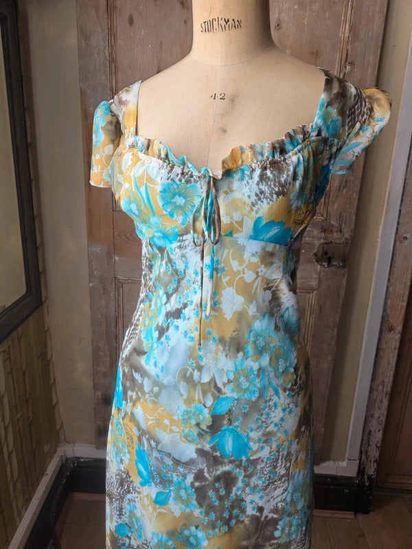 Vintage Fairycore Y2K Multicoloured Floral Dress | Made in Italy | Whimsical Summer Dress | UK 10/12
