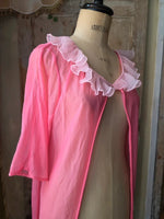 Load image into Gallery viewer, Vintage Pink Lace Peignoir Robe 1960s Sheer Negligee
