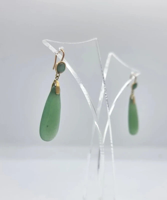 Antique Jade Earrings - Edwardian jewellery - 18ct gold