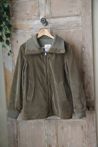 Vintage 1970s Handmade Corduroy & Tweed Coat – Green – Reversible Small Jacket