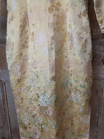 Load image into Gallery viewer, Vintage 1950s Silk Cheongsam Dress | Gold Floral Brocade | Mandarin Collar | Wiggle Dress | UK 6/8
