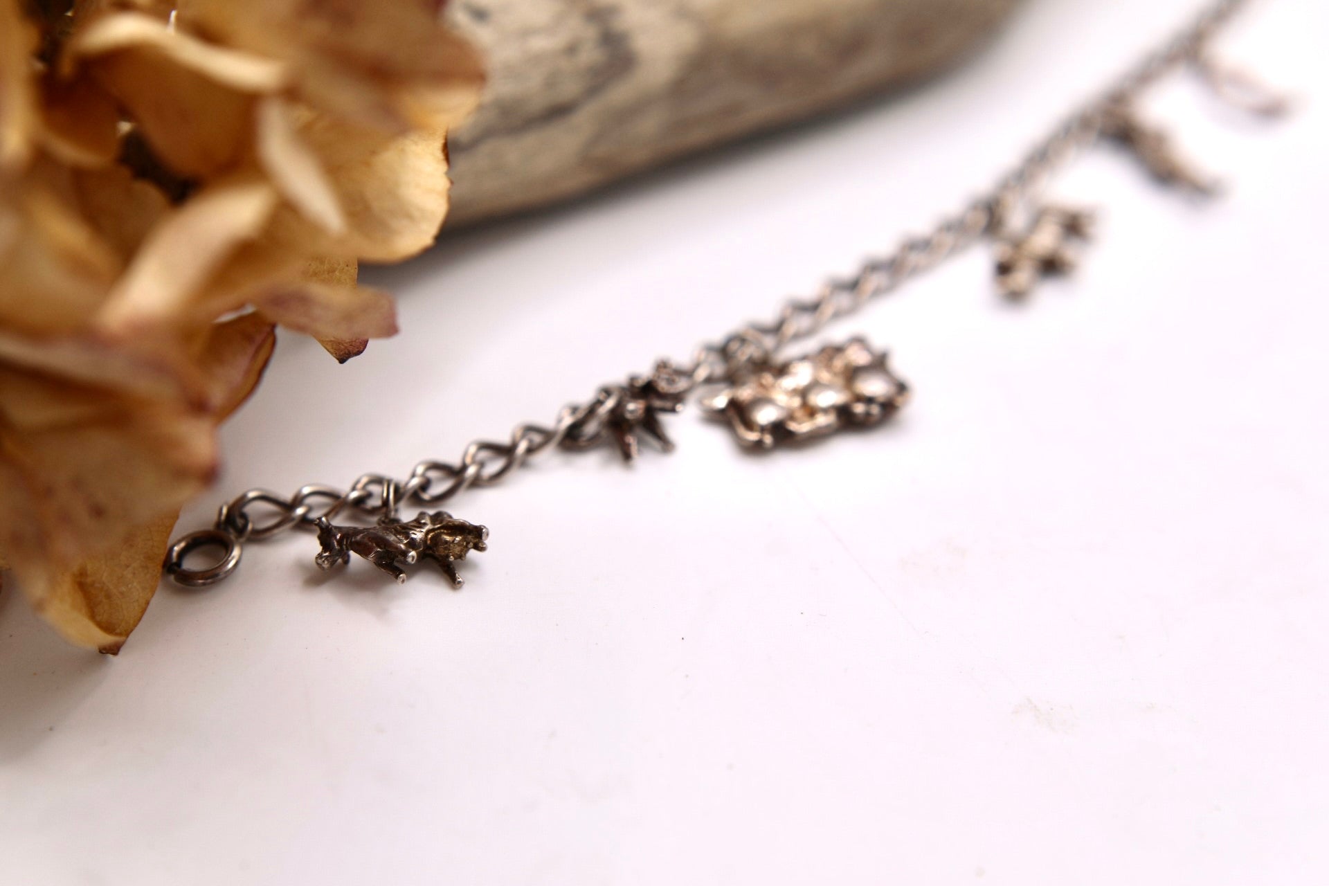 Vintage sterling silver 1960s charm bracelet - silver charms link