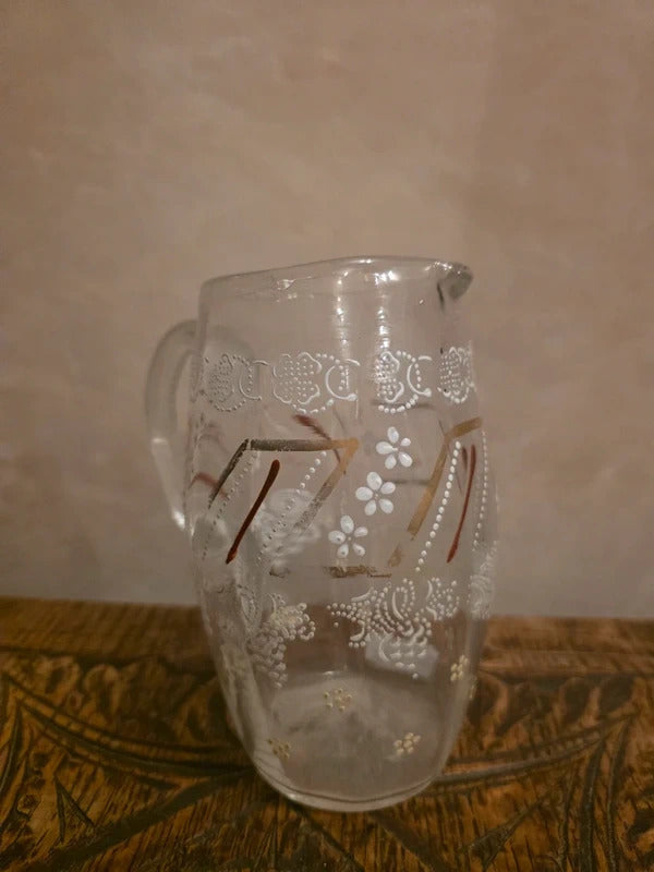 Antique Victorian Hand-Blown & Hand-Painted Glass Jug