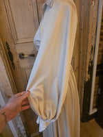Load image into Gallery viewer, Vintage 1970s Cream Crochet Panel Maxi Dress with Belt UK10
