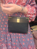 Load image into Gallery viewer, Vintage Art Deco Box Compact Handbag - Black &amp; Gold
