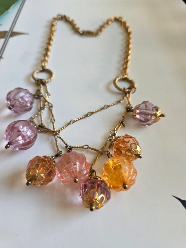 Vintage 1970s Moulded acrylic statement necklace