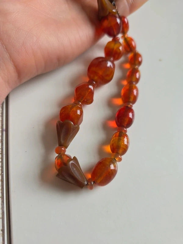 Vintage Louis Rousselet Glass & Carved Horn Necklace