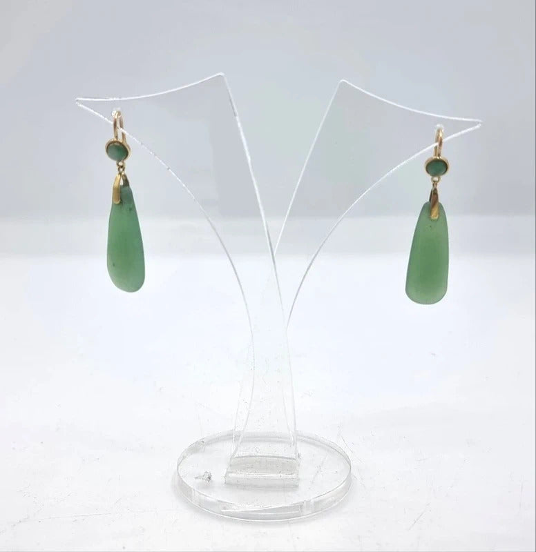 Antique Jade Earrings - Edwardian jewellery - 18ct gold