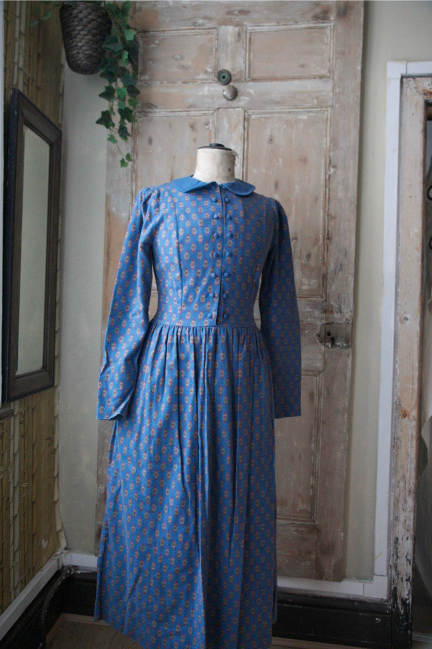 Vintage 1980s Laura Ashley Dress - Wool and cotton -folk print UK8/10