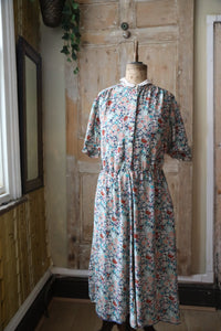 Vintage 1990s Floral Cottagecore Dress – Button Down – William Morris-Inspired