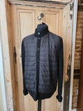 Holland Esquire Quilted Knit Jacket – Black Hybrid Zip & Button Cardigan – Size L
