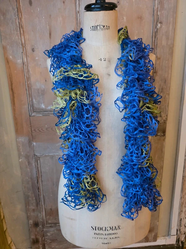 Vintage Y2K Ruffle Skinny Scarf | Crochet Knit Frilly Scarf | Boho Festival Accessory