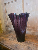 Load image into Gallery viewer, Vintage LSA Large Hand Blown Glass Vase – Amethyst – Ruffled Rim
