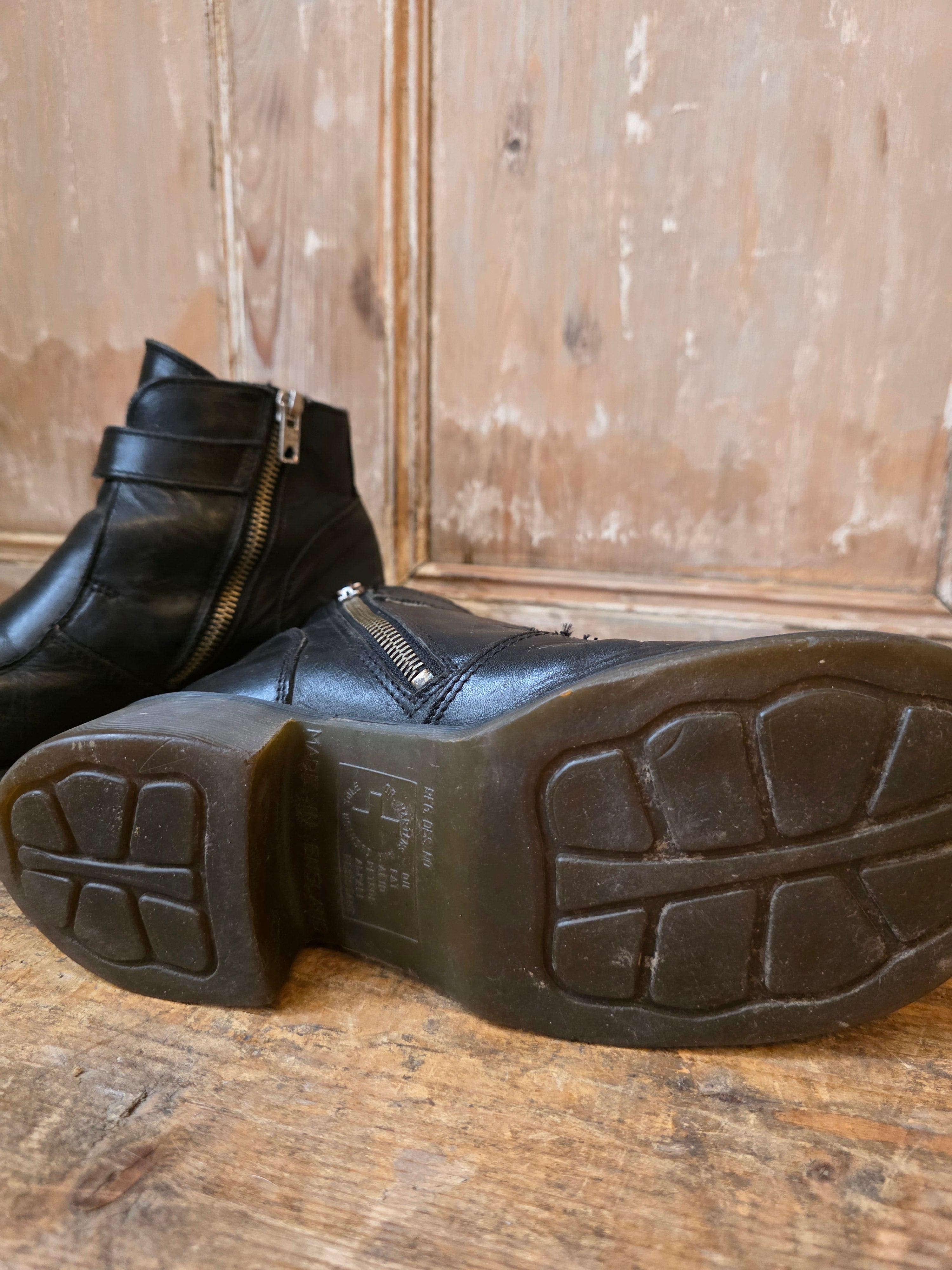 Vintage 90s Dr Martens Black Leather Ankle Boots UK 4 Y2K Grunge Festival
