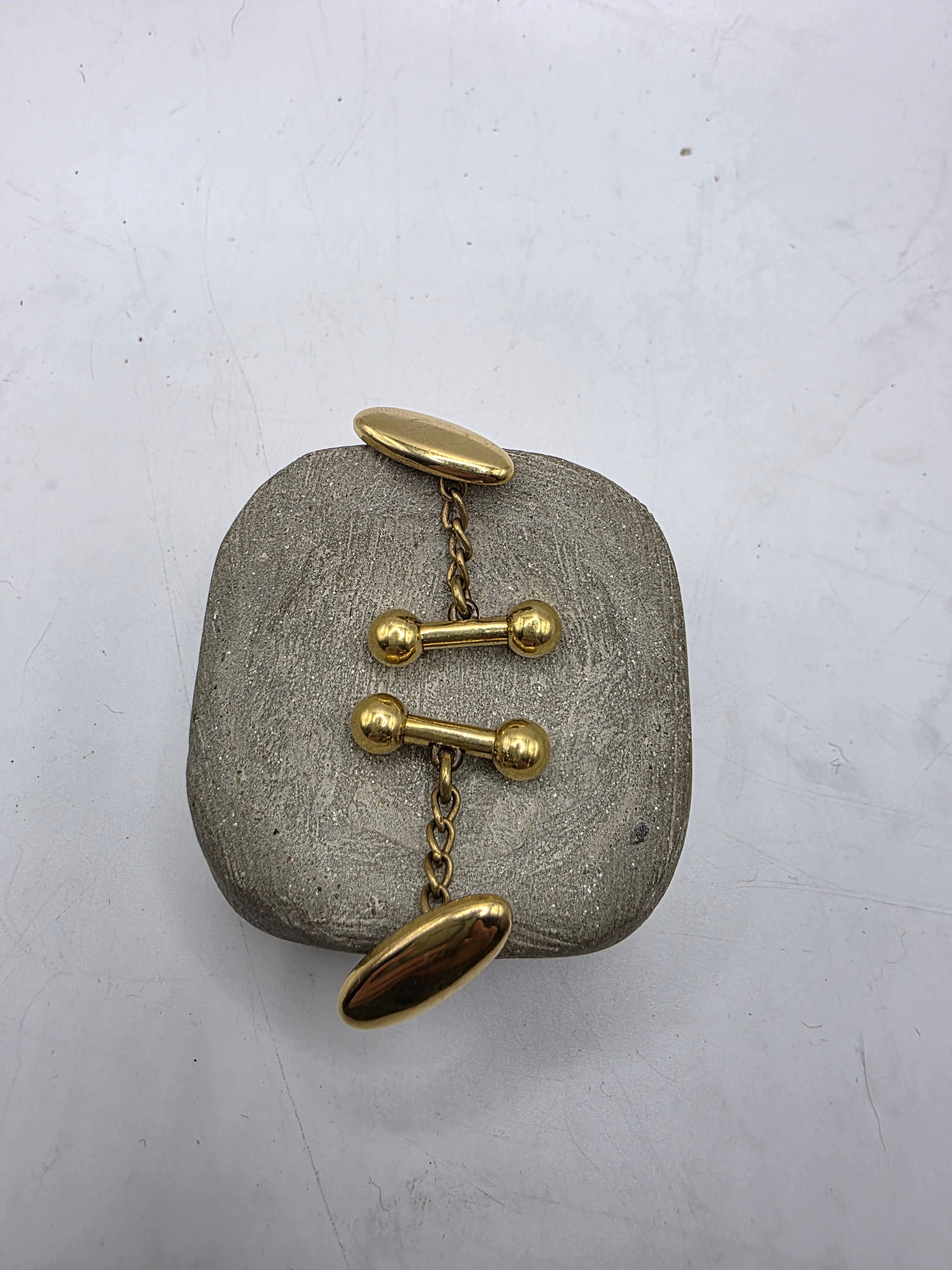 Vintage 1930s gold tone classic oval cufflinks