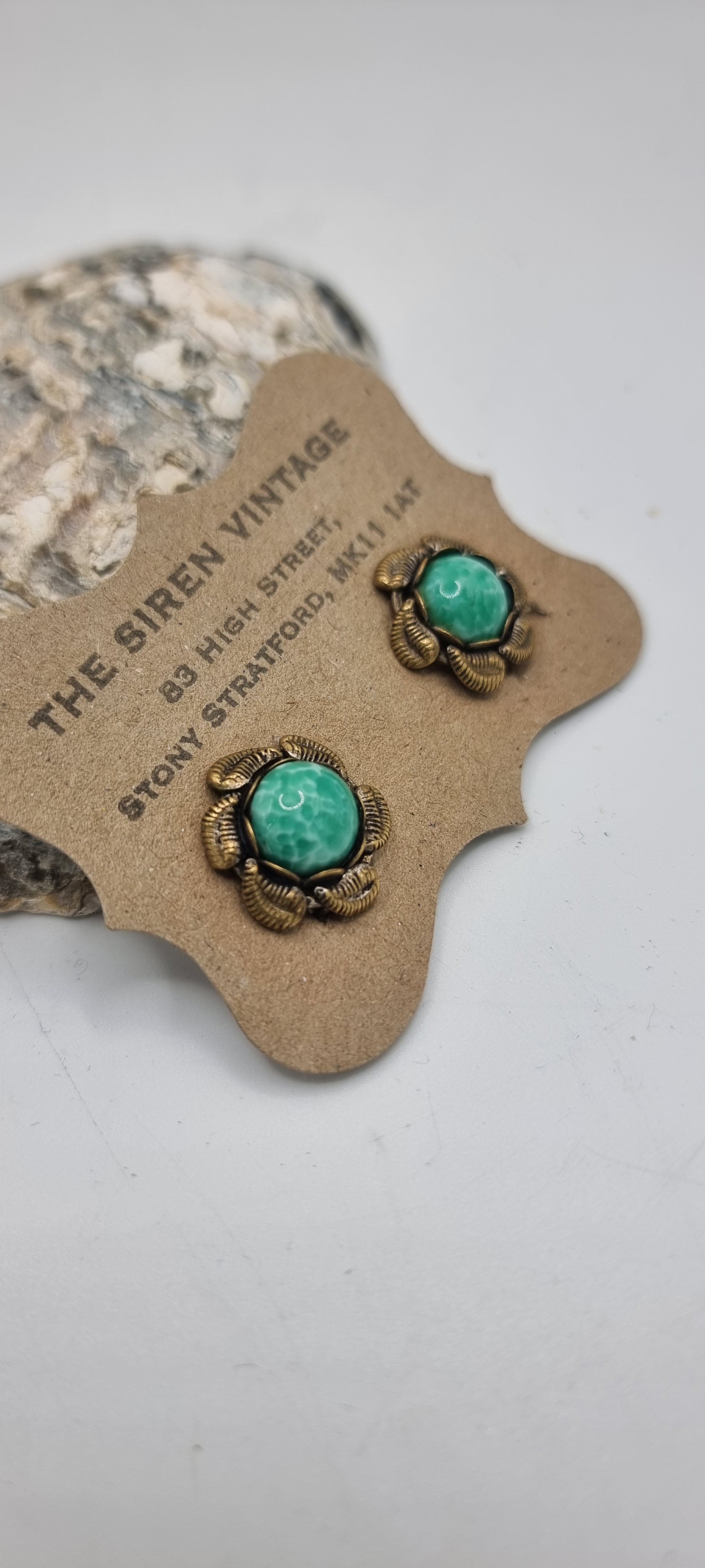 Vintage 1930s clip on  peaking glass earrings