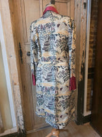 Load image into Gallery viewer, Vintage 1940s Japanese Silk Dressing Gown / Smoking Robe – Scenic Print – Red Satin Trim
