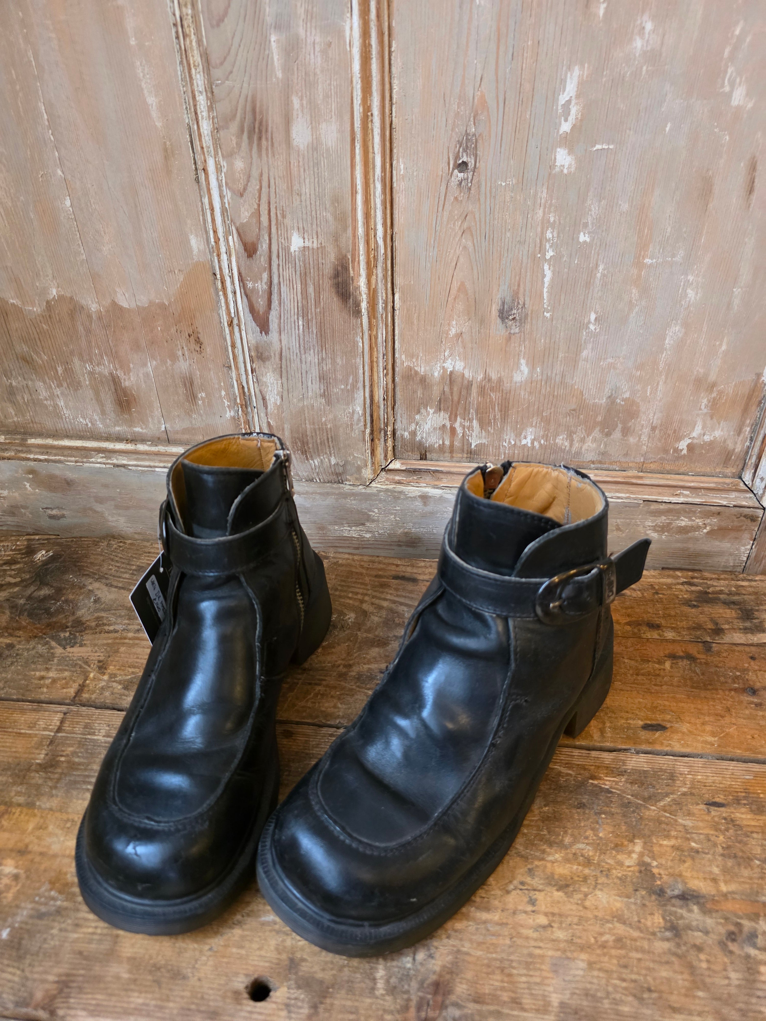 Vintage 90s Dr Martens Black Leather Ankle Boots UK 4 Y2K Grunge Festival
