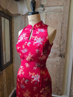 Load image into Gallery viewer, Vintage Y2K Principles Red Satin Brocade Cheongsam Maxi Dress UK8/10
