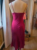 Load image into Gallery viewer, Vintage 1990s Raspberry Silk &amp; Lace Slip Dress / Negligee  UK 8
