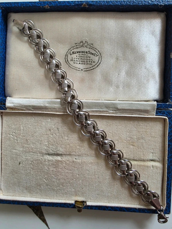 Vintage Sterling Silver danish? Textured Link Bracelet