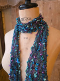 Vintage Y2K Ruffle Skinny Scarf | Crochet Knit Frilly Scarf | Boho Festival Accessory |
