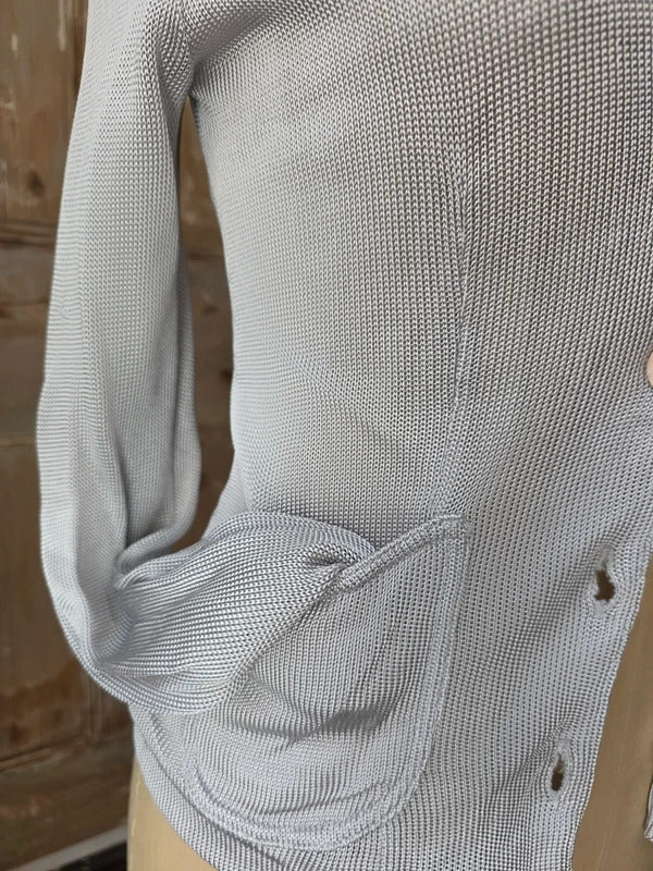 Vintage Y2K Regina Made in Italy Silver Knit Cardigan | Minimalist Button Front | Made in Italy uk8