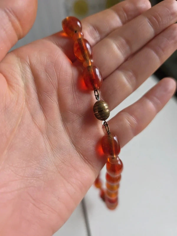 Vintage Louis Rousselet Glass & Carved Horn Necklace