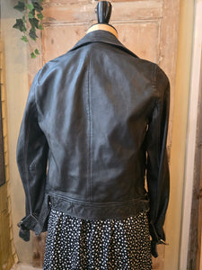 Vintage Y2K fitted black leather jacket - bomber - uk6