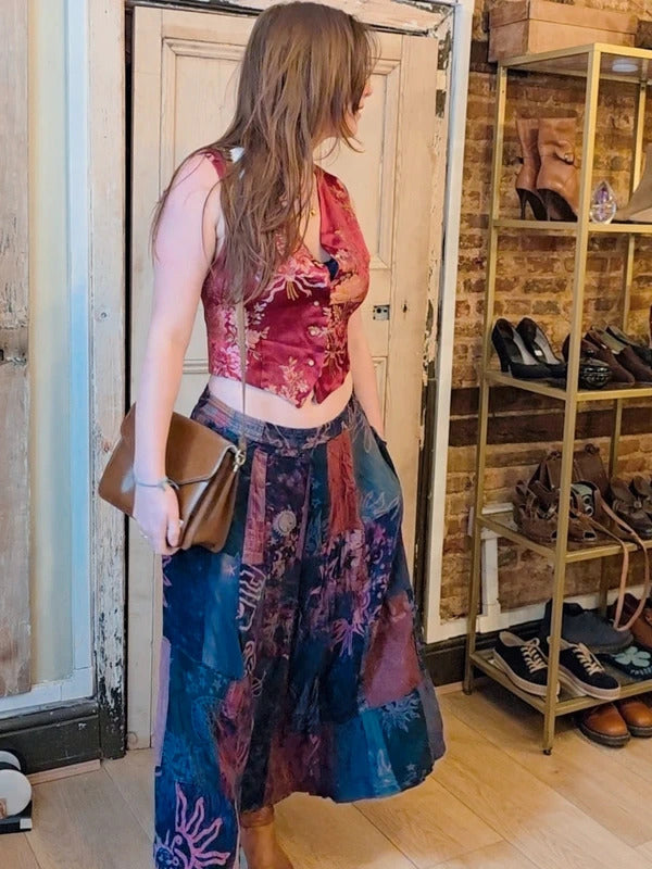 Vintage 1990s Rayon hippy boho skirt uk10