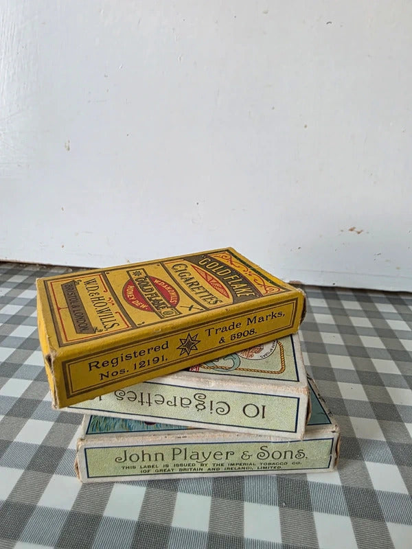 Antique Cigarette Packet Display Boxes – Player’s Navy Cut, Virginia Tobacco & Gold Flake