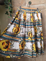 Load image into Gallery viewer, Vintage Late 1940s Yellow Rose Skirt – Make Do and Mend – Bold Floral – UK12
