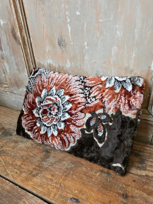 Handmade Moroccan Upcycled Fabric Makeup Bag – Velvet Pouch