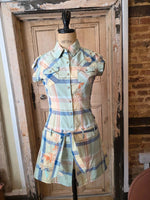 Load image into Gallery viewer, Vintage Y2K Kaporal Cotton Shirt Dress | Embroidered Plaid Mini | Preppy | UK8
